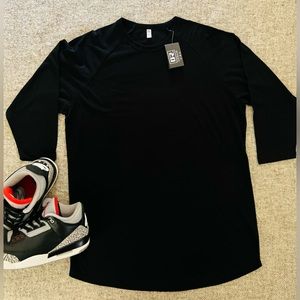 Dream USA New Raglan T-shirt - 3/4 Sleeves - Men’s Size 2XL - Color: Black
